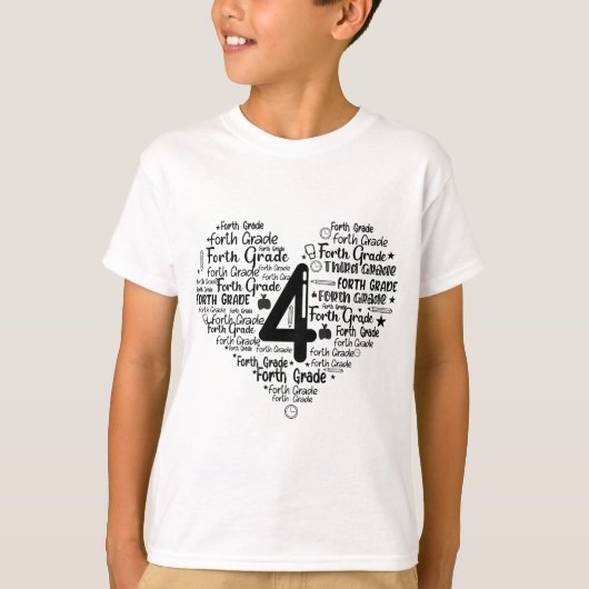 4. Klasse Zurück zu Schule Word Art Typografie T-Shirt (Vorderseite)