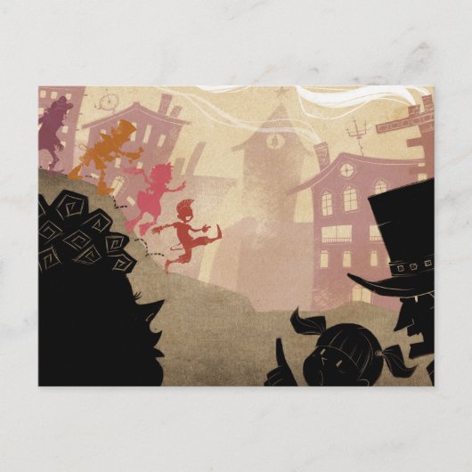 4 Kleine Monster - durch die Stadt laufen Postkarte (Vorderseite)