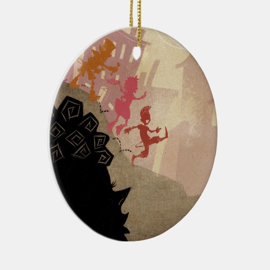 4 kleine Monster - gehend durch Stadt Keramikornament (Rechts)