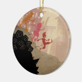 4 kleine Monster - gehend durch Stadt Keramikornament (Links)