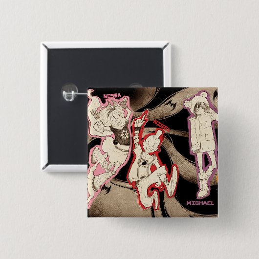 4 kleine Monster - Gruppe Button (Vorne & Hinten)