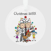 4-köpfige Strichmännchen-Familie, Hunde-Acrylschmu Ornament (Rückseite)