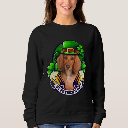 4 Leaf C Dackel Holding Beer St Patrick Shirt (Vorderseite)