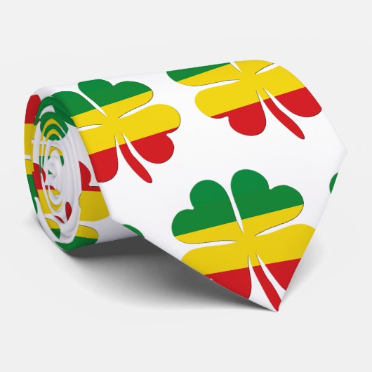 4 Leaf Clou in Red Yellow Green Rasta Krawatte (Gerollt)