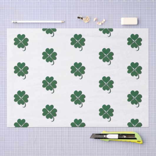 4 Leaf Cloud Irish Kleeblatt Seidenpapier (Handwerk)