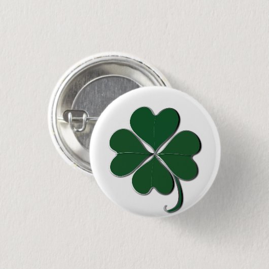 4 Leaf Clover irisches Kleeblatt Button (Vorne & Hinten)