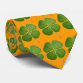 4 Leaf Clover Kleeblatt Orange Krawatte (Gerollt)