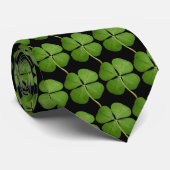 4 Leaf Clover Kleeblatt Schwarze Krawatte (Gerollt)