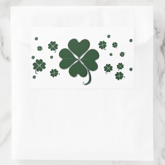 4 Leaf Clover Kleeblatt St. Patrick's Day Rechteckiger Aufkleber (Tasche)