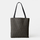 4 Leaf Clover Pattern Black and Gold Viel Glück Tasche (Rückseite)