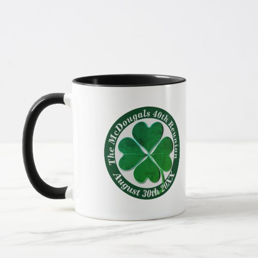 4 Leaf Clover Wiedersehen Medallion Text Tasse (Links)