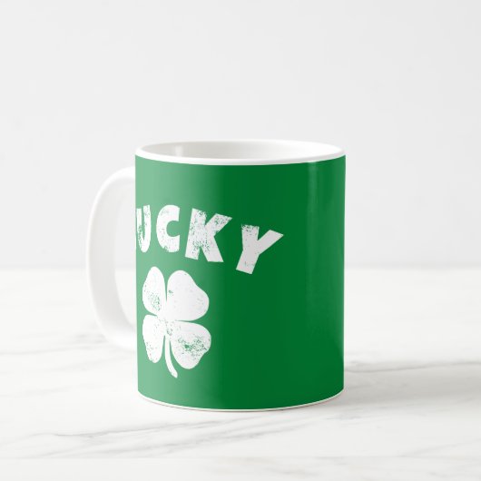 4 Leaf Lucky Clover St. Patrick's Day Kaffeetasse (Vorderseite Links)