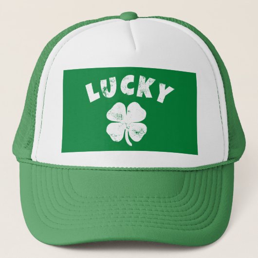 4 Leaf Lucky Clover St. Patrick's Day Truckerkappe (Vorderseite)