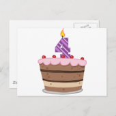 4. Lebensjahr am Geburtstag Postkarte (Vorne/Hinten)