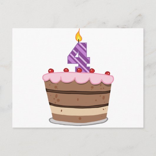 4. Lebensjahr am Geburtstag Postkarte (Vorderseite)