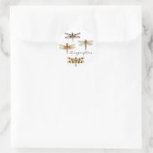 4 Libellen Runder Aufkleber (Tasche)