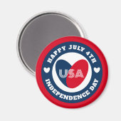 4. Liebe Juli USA Patriotic Red Blue Mag Magnet (Vorderseite/Rückseite)