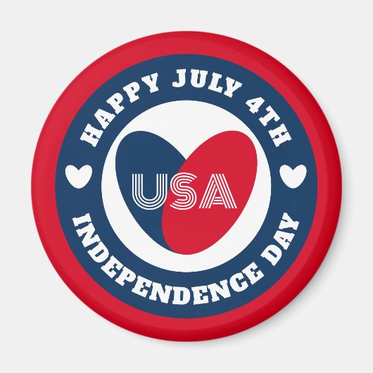 4. Liebe Juli USA Patriotic Red Blue Mag Magnet (Vorne)