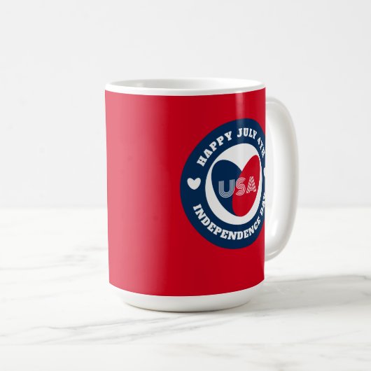 4. Liebe Juli USA Patriotic Red White Blue Kaffeetasse (VorderseiteRechts)