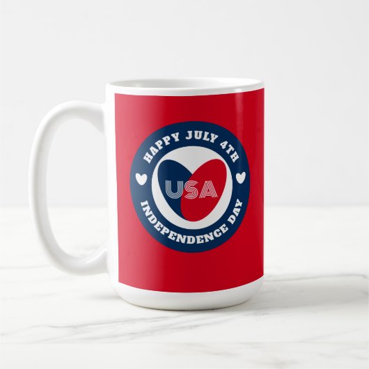 4. Liebe Juli USA Patriotic Red White Blue Kaffeetasse (Links)