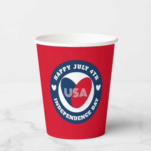 4. Liebe Juli USA Patriotic Red White Blue Pap Pappbecher (Rückseite)