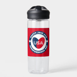 4. Liebe Juli USA Patriotic Red White Blue Trinkflasche