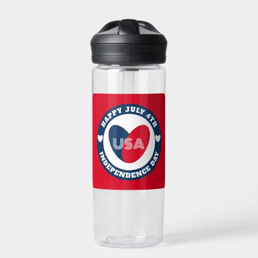 4. Liebe Juli USA Patriotic Red White Blue Trinkflasche (Vorderseite)