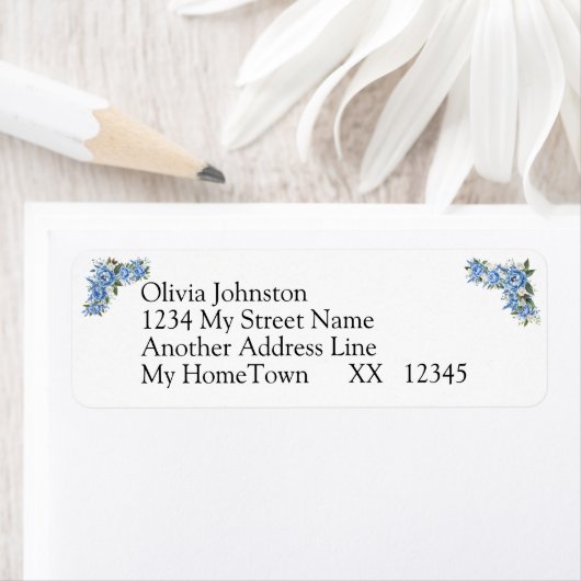 4 Line Rücksendeadresse auf Blue Peony Wedding (Insitu)