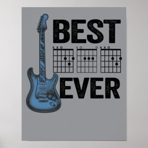 4 Lustige Akkord Best Dad Ever Gitarre Rock Musik Poster
