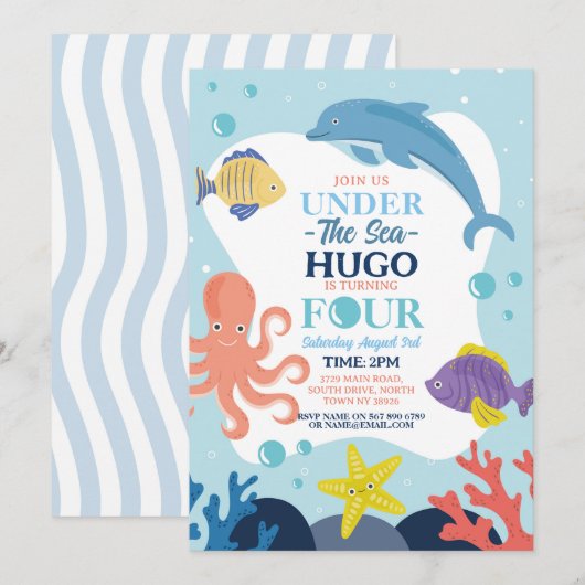 4. Meeresdolphin Einladung (Vorne/Hinten)