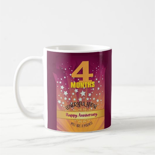 4 Monate CUSTOM Erholung Jubiläum Fett Zahlen Kaffeetasse (Links)