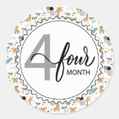 4 Monate Milestone Baby Giraffen und Balloons Runder Aufkleber (Vorderseite)