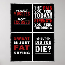 4 Motivierend Gym Fitness Poster Collage