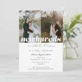 4 Multiple Foto Typografy Newlyweds Ankündigung (Stehend Vorderseite)