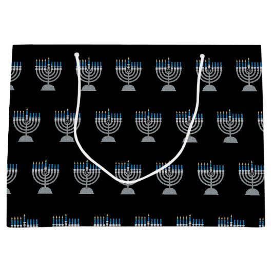 4. Nacht Hanukkah Glitzer Große Geschenktasche Große Geschenktüte (Vorderseite)