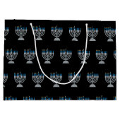 4. Nacht Hanukkah Glitzer Große Geschenktasche Große Geschenktüte (Rückseite)