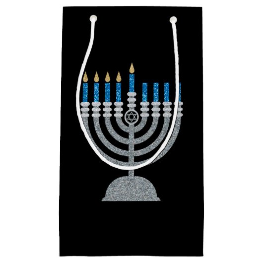 4. Nacht Hanukkah Glitzer Kleine Geschenktasche Kleine Geschenktüte (Vorderseite)