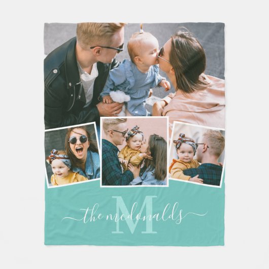 4 Name des Monogramms für die FotoCollage Aquamari Fleecedecke (Vorderseite)