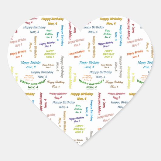 4. November Herz-Aufkleber (Vorderseite)