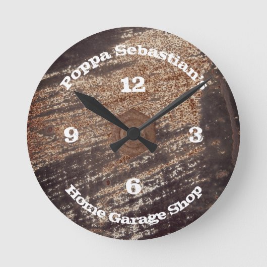 4 Nummer Rusty Black Patina Werkstatt Runde Wanduhr (Vorderseite)
