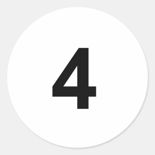 4 - Nummer vier Runder Aufkleber (Vorderseite)