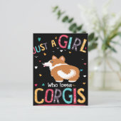 4 Nur ein Mädchen, das Corgi Lieben Postkarte (Stehend Vorderseite)