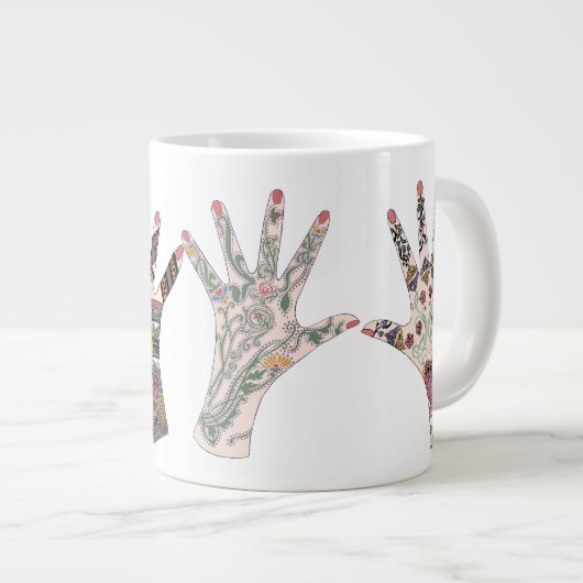 4 oder eine Mehndi nette riesige Tasse (Vorderseite Rechts)