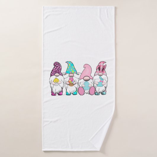 4 Ostergnomen Pastel Frühling Bunny Ears Gingham R Badehandtuch (Badehandtuch)