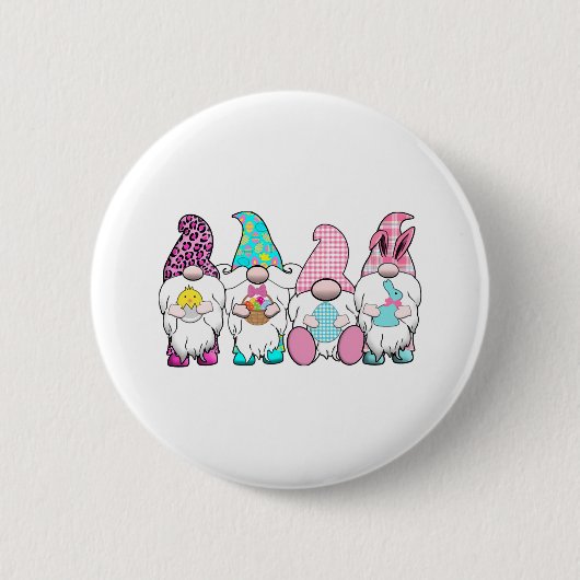 4 Ostergnomen Pastel Frühling Bunny Ears Gingham R Button (Vorderseite)