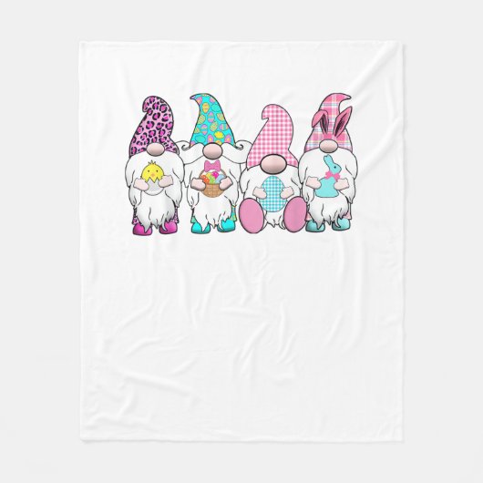 4 Ostergnomen Pastel Frühling Bunny Ears Gingham R Fleecedecke (Vorderseite)