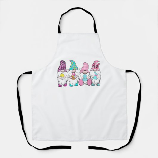 4 Ostergnomen Pastel Frühling Bunny Ears Gingham R Schürze (Vorderseite)
