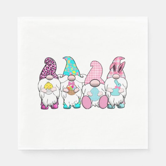 4 Ostergnomen Pastel Frühling Bunny Ears Gingham R Serviette (Vorderseite)