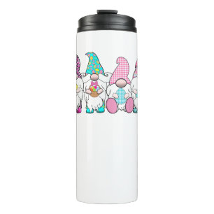 4 Ostergnomen Pastel Frühling Bunny Ears Gingham R Thermosbecher