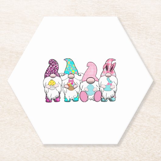 4 Ostergnomen Pastel Frühling Bunny Ears Gingham R Untersetzer (Vorderseite)